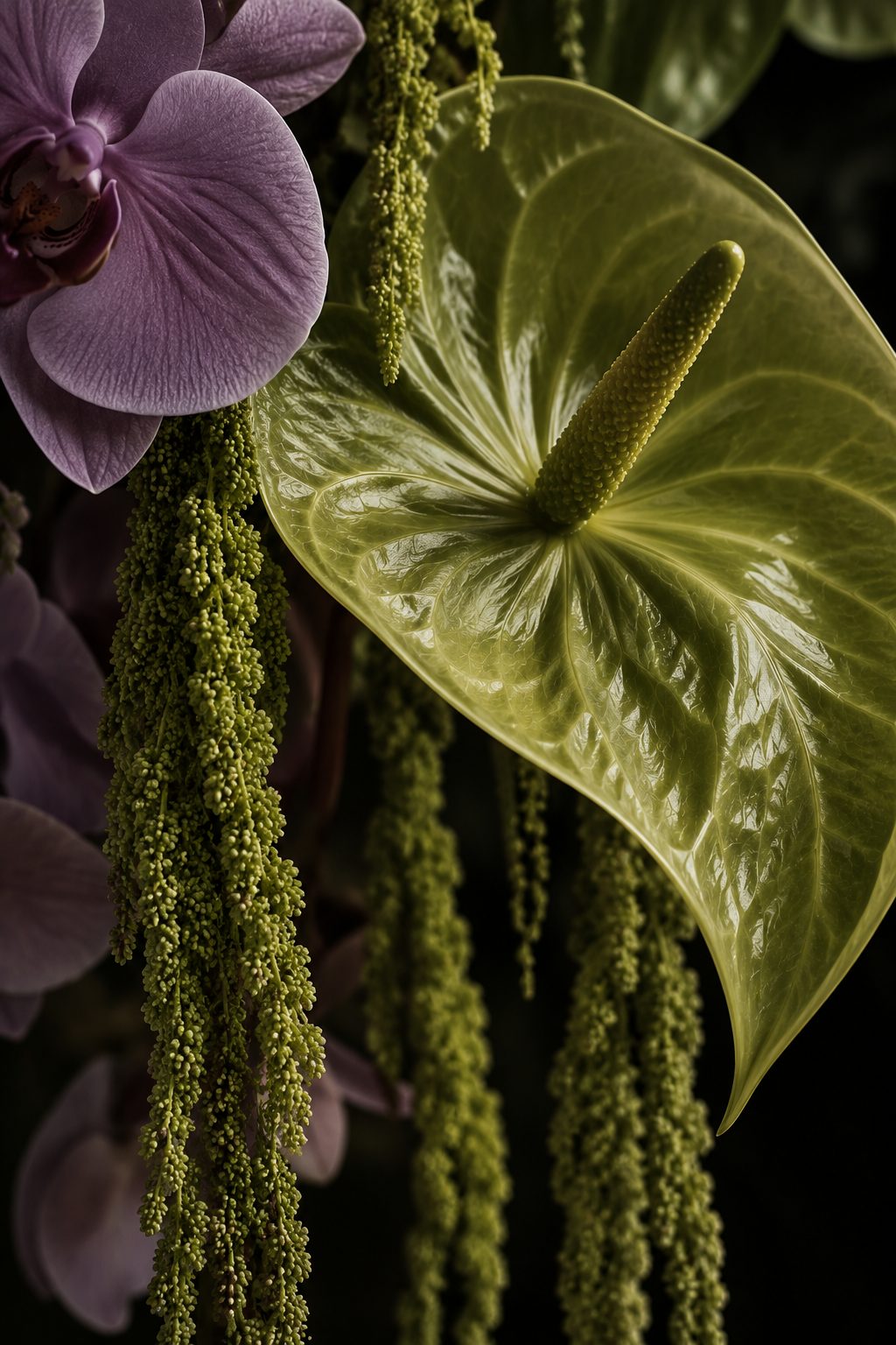 Orchid and anthurium study